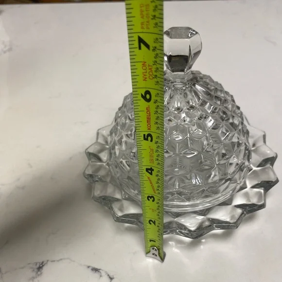 Vintage Cube/Cubist Fostoria American Clear Glass Round Dome Covered Butter Dish - Picture 13 of 13